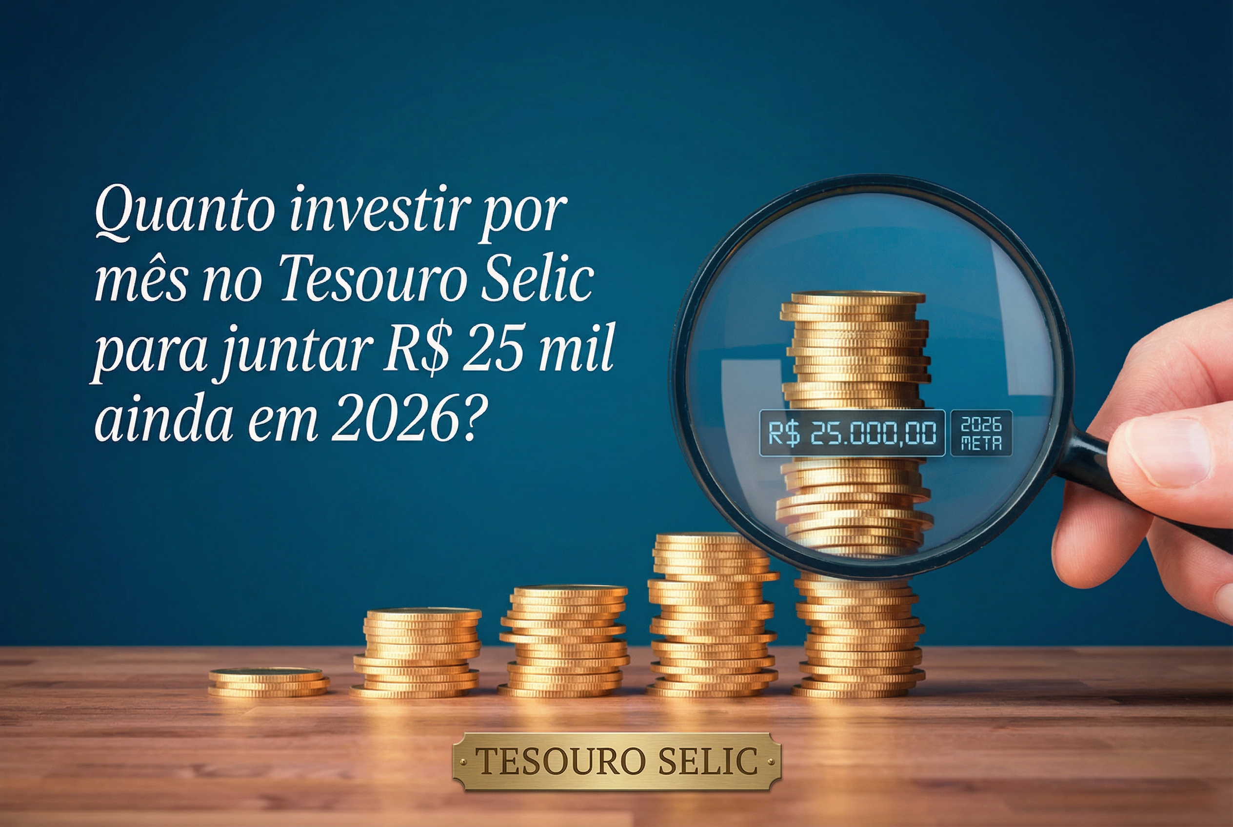 Quanto investir por mês no Tesouro Selic para juntar R$ 25 mil ainda em 2026