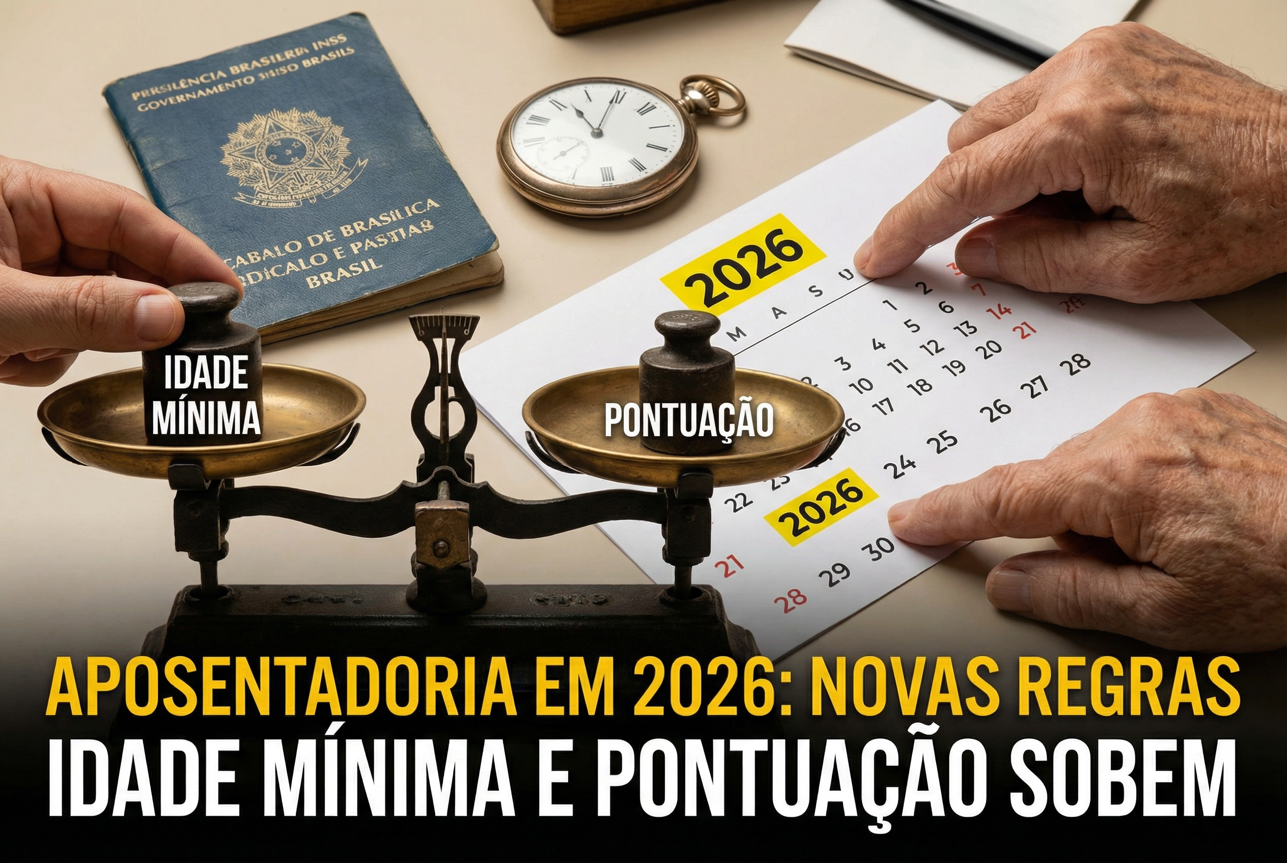 Aposentadoria em 2026: idade mínima e pontuação sobem — veja as novas regras do INSS